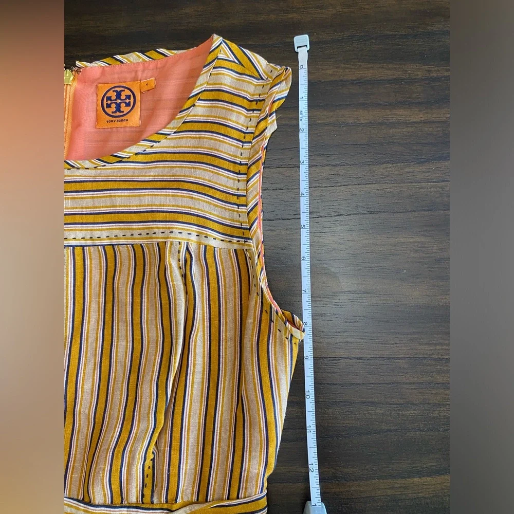 Tory Burch Striped Fit & Flare Midi Dress Short Sleeve Size 6